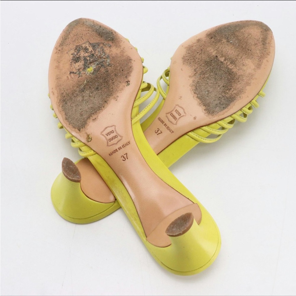 Jil Sander Strappy Leather Kitten Heels in Box - yellow - Picture 5 of 7